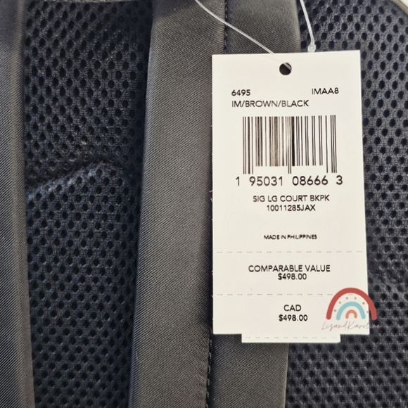 New! Coach Large Court Backpack in Signature Canvas Leather Gold Brown Black main image 16